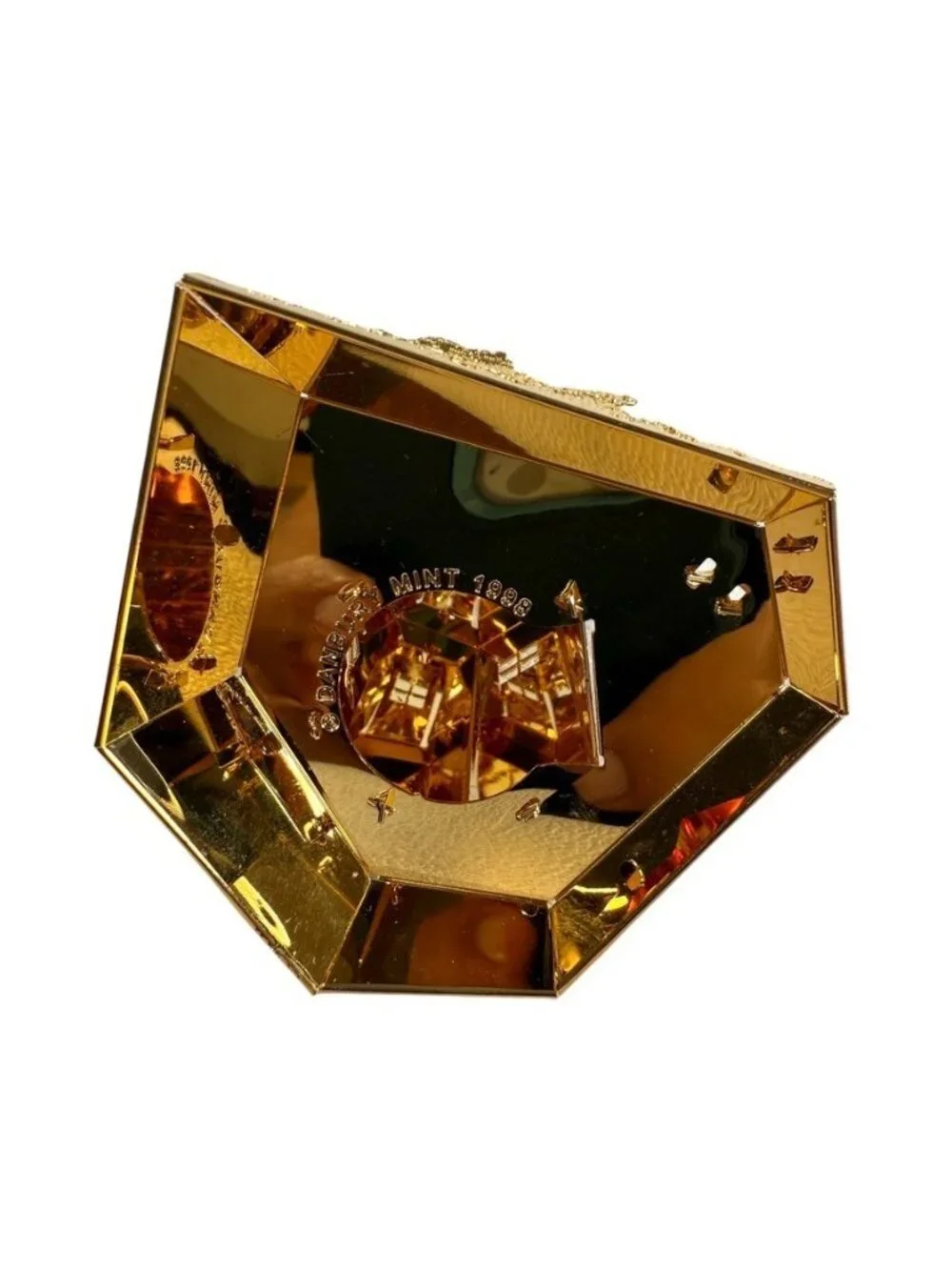 Danbury Mint Christmas Ornament North Pole Lighthouse Santa & Reindeer Gold 1998